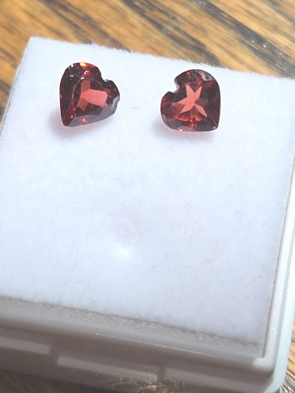 Pair Of Heart-Shaped Red Garnet 1/2CT ea
